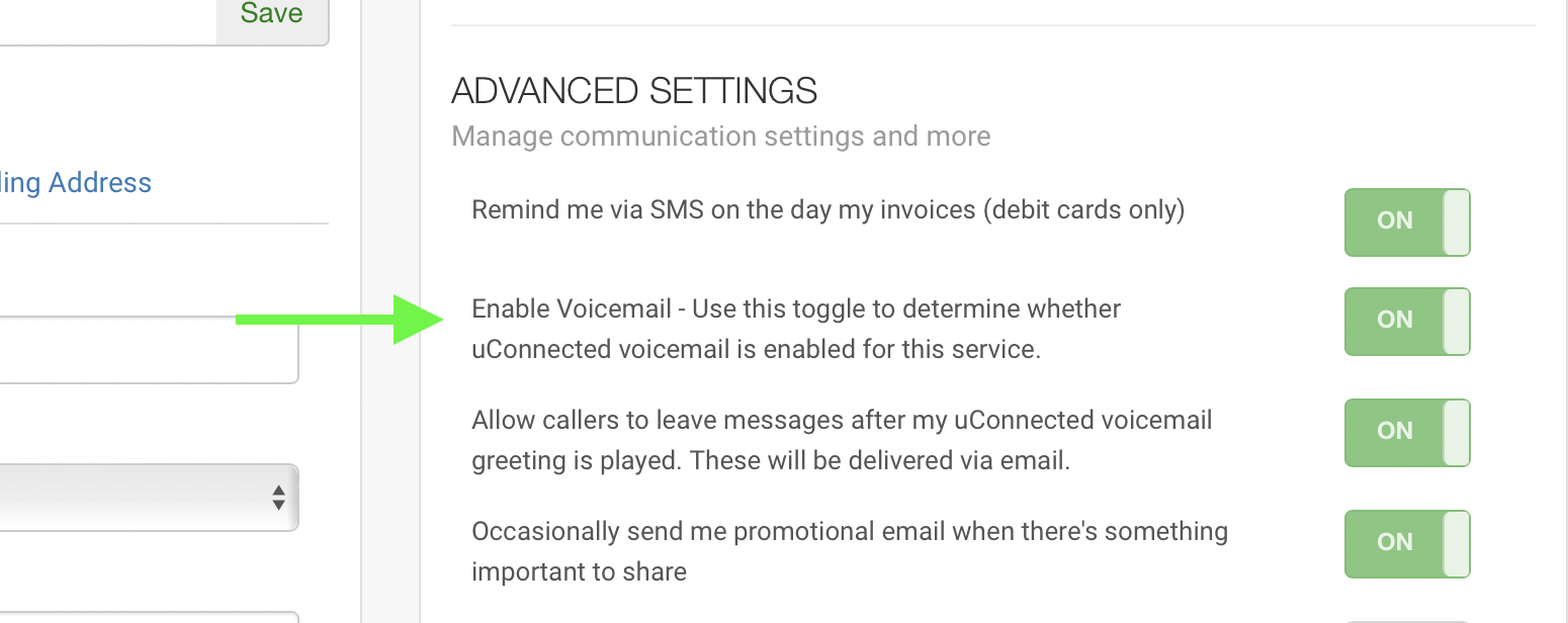 Enable-Disable Voicemail Service